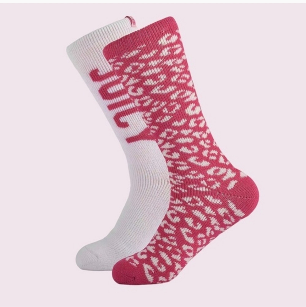 Juicy Couture Pink Cheetah 2PK Boot Socks